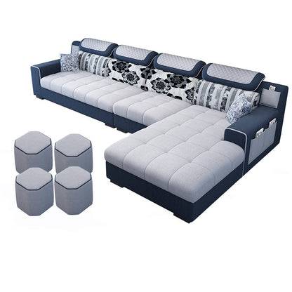 Recessed Arm L-Shape Modular Furniture Sectionals for Four People