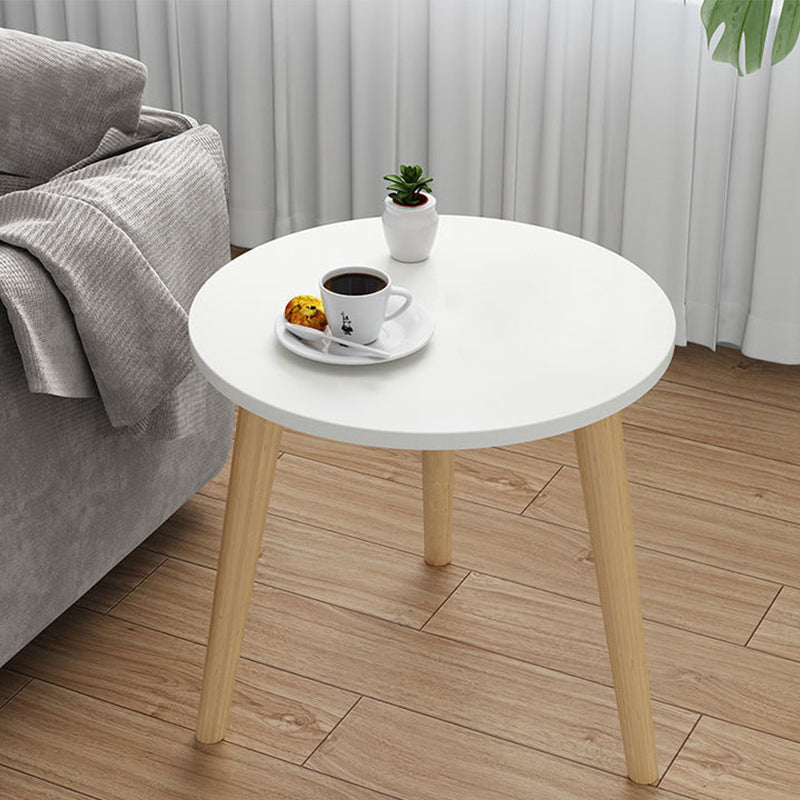 Tavolino da 3 gambe in legno bianco/naturale tavolino rotondo per soggiorno