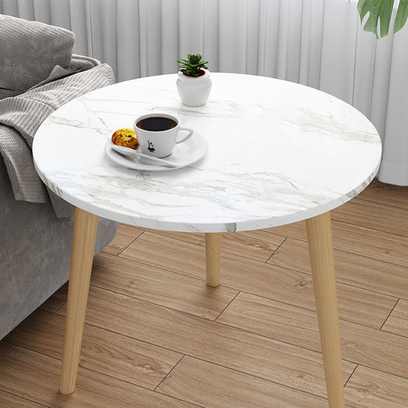 Tavolino da 3 gambe in legno bianco/naturale tavolino rotondo per soggiorno