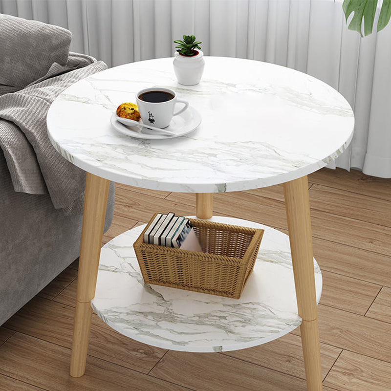 Tavolino da 3 gambe in legno bianco/naturale tavolino rotondo per soggiorno
