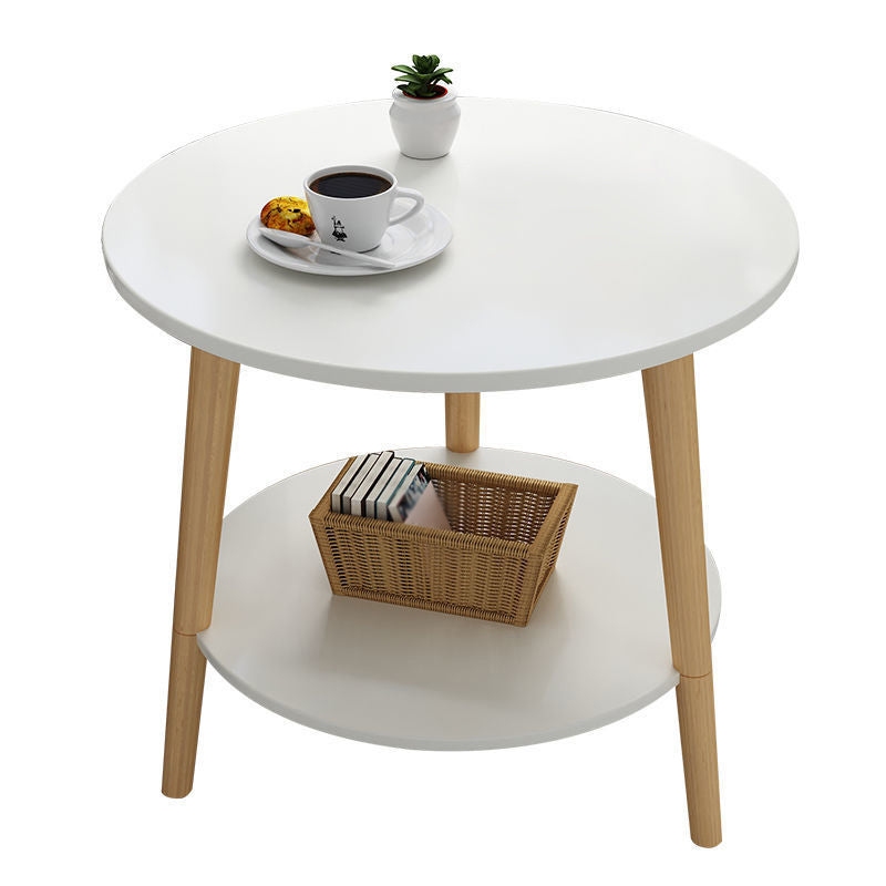 Tavolino da 3 gambe in legno bianco/naturale tavolino rotondo per soggiorno
