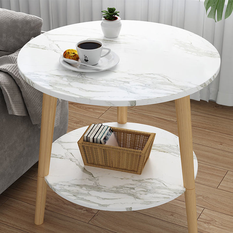 Tavolino da 3 gambe in legno bianco/naturale tavolino rotondo per soggiorno