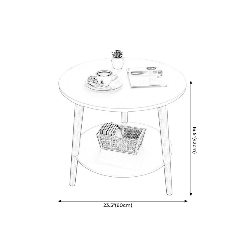 Tavolino da 3 gambe in legno bianco/naturale tavolino rotondo per soggiorno