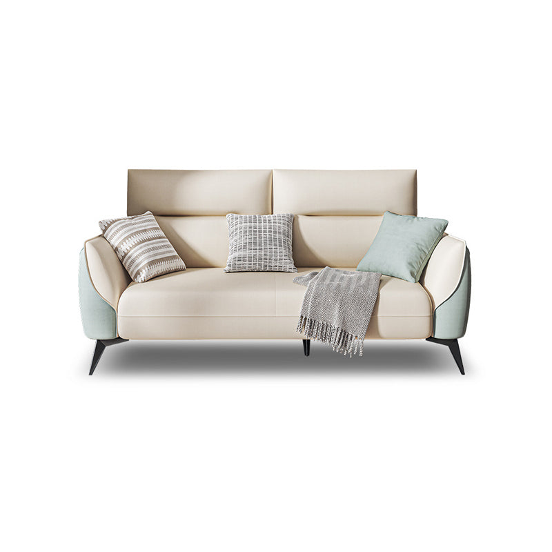 Contemporary Glam Faux Leather Sofa with Storage, Square Arm for Living Room 74''L x35"W x 35"H White Green Clearhalo 'furn' 'furn_sofas' 'Furniture' 'Living Room Furniture' 'Sofa' 'sofas' 5113027