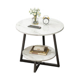 Cross Legs Base Design Cocktail Table Artificial wood Black/white Top Round Coffee Table