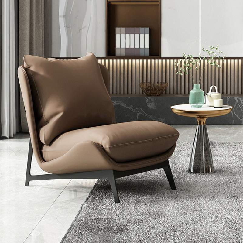 Chaise d'accent plipper contemporain, chaise d'accent en faux cuir avec coussins amovibles