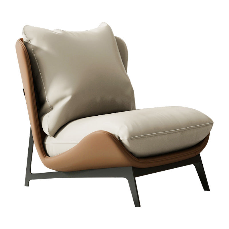 Chaise d'accent plipper contemporain, chaise d'accent en faux cuir avec coussins amovibles