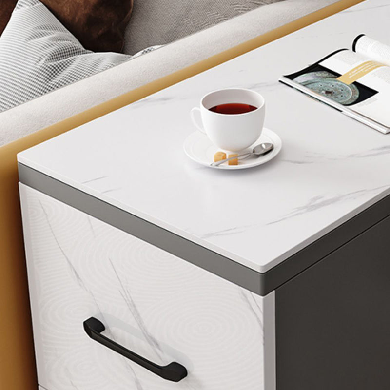 Contemporary 1-Door 2-Drawer Side Table with Casters - 24.4" H Clearhalo 'Coffee & Accent Tables' 'End & Side Tables' 'end_side_tables' 'furn' 'furn_end_side_tables' 'Furniture' 'Living Room Furniture' 5113516