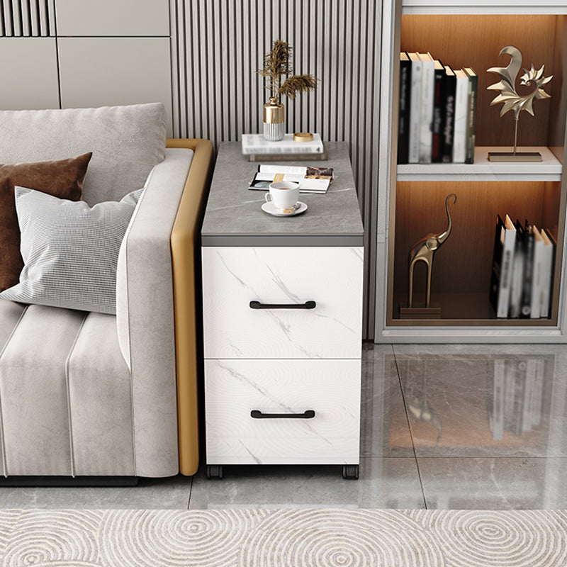 Contemporary 1-Door 2-Drawer Side Table with Casters - 24.4" H Clearhalo 'Coffee & Accent Tables' 'End & Side Tables' 'end_side_tables' 'furn' 'furn_end_side_tables' 'Furniture' 'Living Room Furniture' 5113518