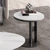 モダンスタイルのカクテルテーブルホワイト/ブラック/グレースレートトップブラックメタルベースコーヒーテーブル