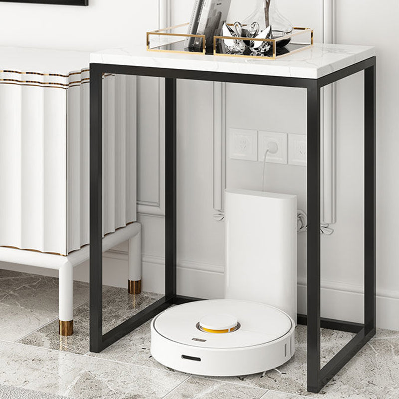 Frame Base Design Cocktail Table Slate Desktop Rectangular Coffee Table with Metal Base 20"L x 16"W x 31"H Black White Clearhalo 'Coffee & Accent Tables' 'End & Side Tables' 'end_side_tables' 'furn' 'furn_end_side_tables' 'Furniture' 'Living Room Furniture' 5113712