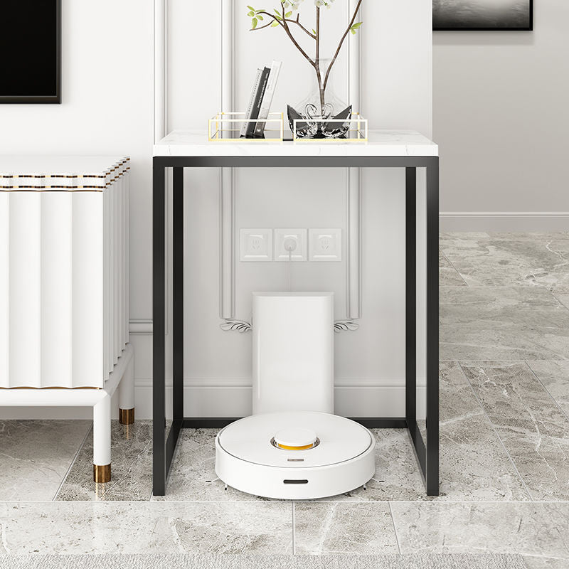 Frame Base Design Cocktail Table Slate Desktop Rectangular Coffee Table with Metal Base 22"L x 16"W x 31.5"H Black White Clearhalo 'Coffee & Accent Tables' 'End & Side Tables' 'end_side_tables' 'furn' 'furn_end_side_tables' 'Furniture' 'Living Room Furniture' 5113713