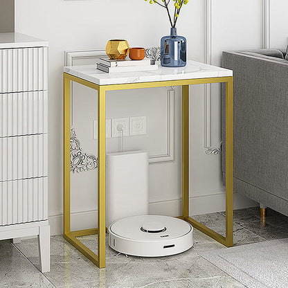 Frame Base Design Cocktail Table Slate Desktop Rectangular Coffee Table with Metal Base Gold White Clearhalo 'Coffee & Accent Tables' 'End & Side Tables' 'end_side_tables' 'furn' 'furn_end_side_tables' 'Furniture' 'Living Room Furniture' 5113718