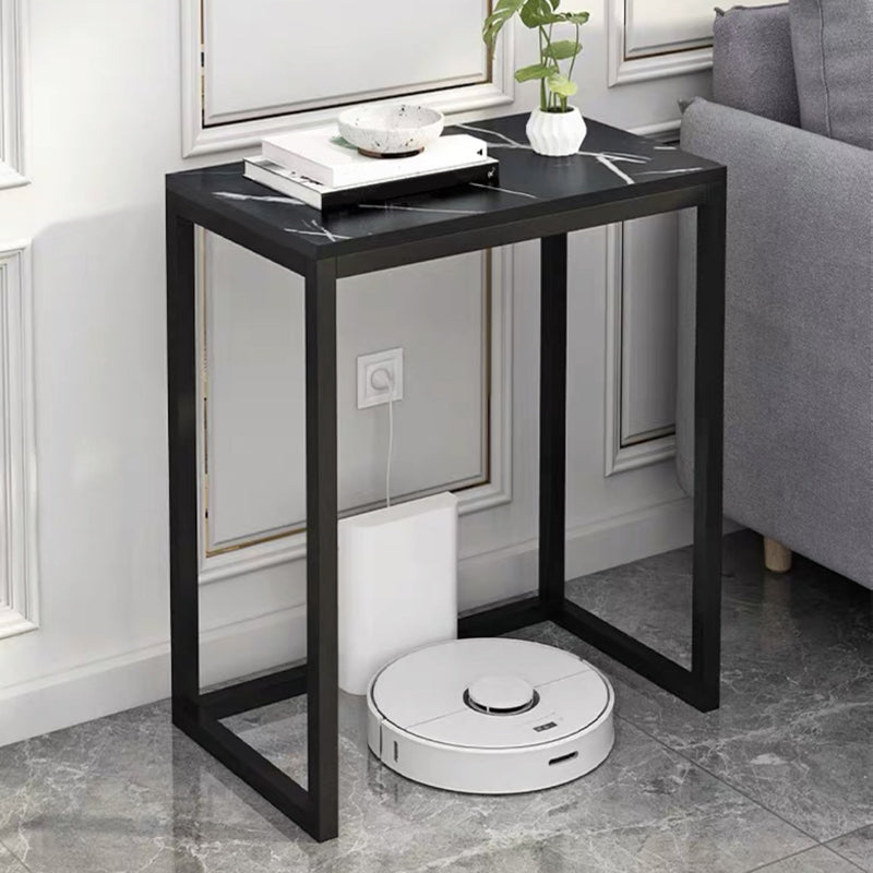 Frame Base Design Cocktail Table Slate Desktop Rectangular Coffee Table with Metal Base Black Black Clearhalo 'Coffee & Accent Tables' 'End & Side Tables' 'end_side_tables' 'furn' 'furn_end_side_tables' 'Furniture' 'Living Room Furniture' 5113719