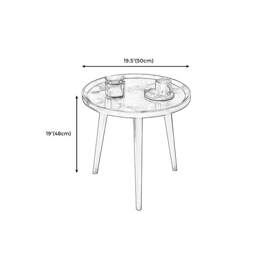 14.9/18.8" H 4-Leg Base Wooden Solid Color Round Coffee Table For Apartment