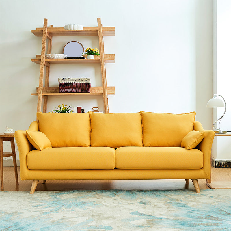 Contemporary Fabric Tight Back Sofa 30.71"High Loose Back Slipcovered Sofa 77"L x 33.5"W x 31"H Yellow Clearhalo 'furn' 'furn_sofas' 'Furniture' 'Living Room Furniture' 'Sofa' 'sofas' 5113870