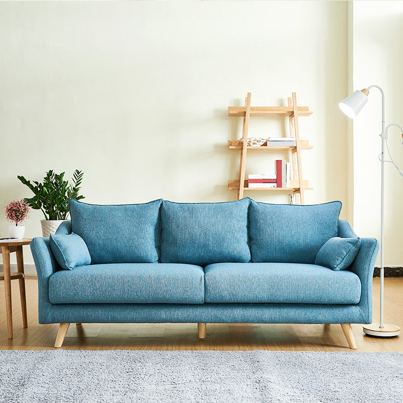 Contemporary Fabric Tight Back Sofa 30.71"High Loose Back Slipcovered Sofa 77"L x 33.5"W x 31"H Blue Clearhalo 'furn' 'furn_sofas' 'Furniture' 'Living Room Furniture' 'Sofa' 'sofas' 5113881