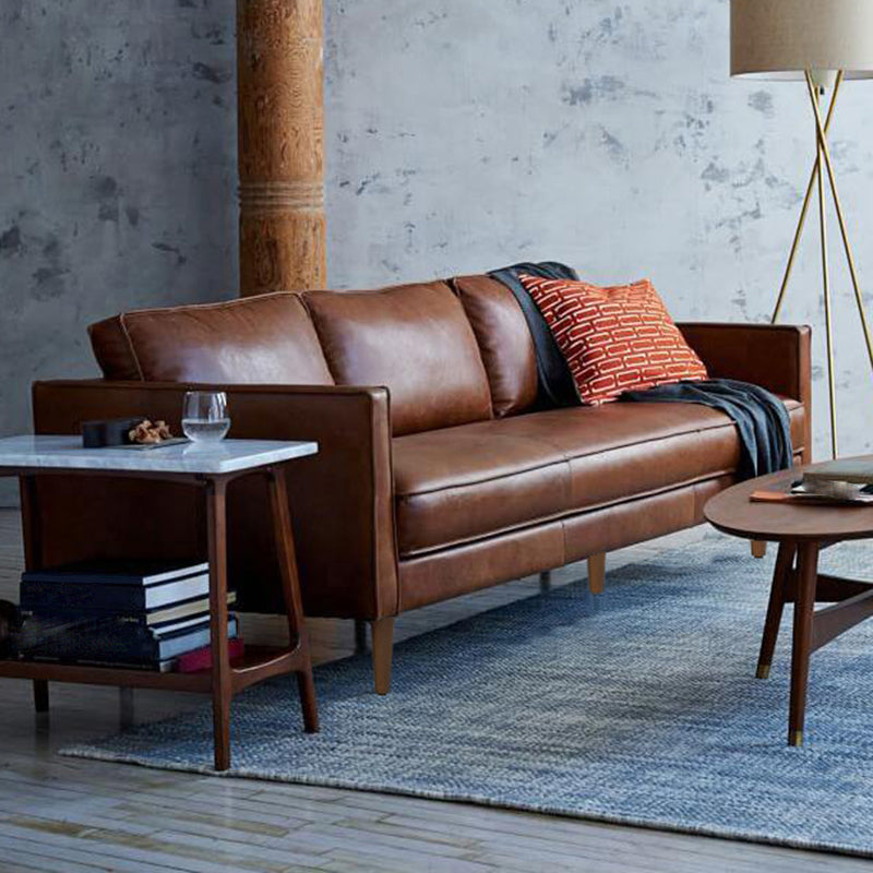 Bras carré industriel 33,85 "W canapé avec faux cuir pour le salon