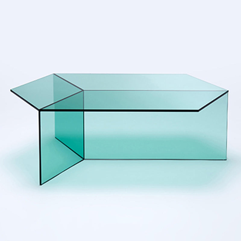 Geometric Clear Acrylic Coffee Table Modern Colored Cocktail Table 41.5"L x 24"W x 14"H Green Clearhalo 'Coffee & Accent Tables' 'Coffee Tables' 'coffee_tables' 'furn' 'furn_coffee_tables' 'Furniture' 'Living Room Furniture' 5113978
