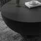 Modern Concrete Black Cocktail Table Round Coffee Table - White Clearhalo 'Coffee & Accent Tables' 'Coffee Tables' 'coffee_tables' 'furn' 'furn_coffee_tables' 'Furniture' 'Living Room Furniture' 5114022