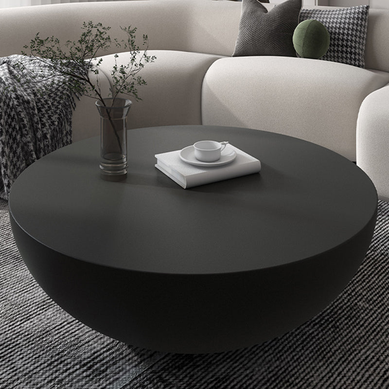 Modern Concrete Black Cocktail Table Round Coffee Table - White Black Clearhalo 'Coffee & Accent Tables' 'Coffee Tables' 'coffee_tables' 'furn' 'furn_coffee_tables' 'Furniture' 'Living Room Furniture' 5114026