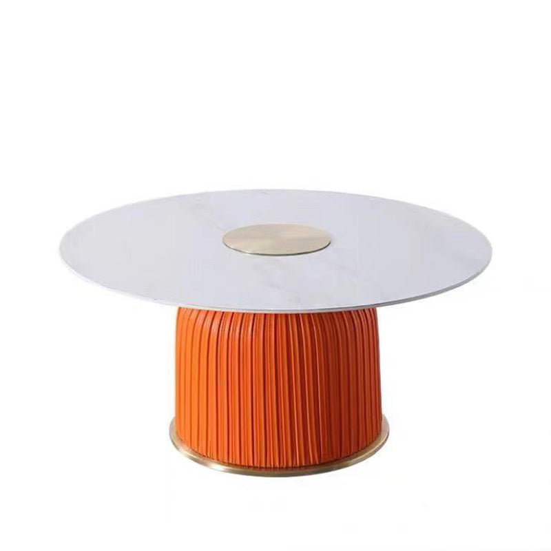 Modern Metal Cocktail Table Round Pedestal Coffee Table - White