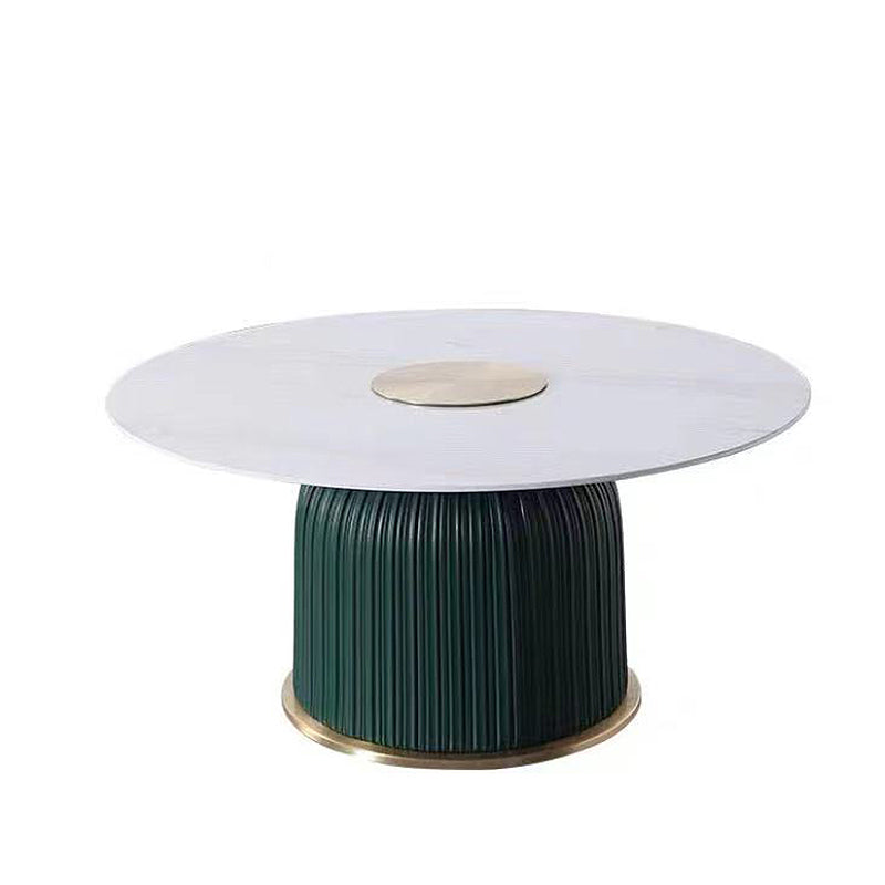 Modern Metal Cocktail Table Round Pedestal Coffee Table - White