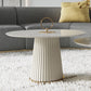 Modern Metal Cocktail Table Round Pedestal Coffee Table - White