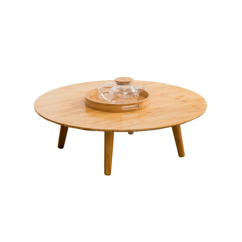 Round Wood Coffee Table Scandinavian 4 Legs Natural Cocktail Table 31.5"L x 31.5"W x 12"H Clearhalo 'Coffee & Accent Tables' 'Coffee Tables' 'coffee_tables' 'furn' 'furn_coffee_tables' 'Furniture' 'Living Room Furniture' 5114066