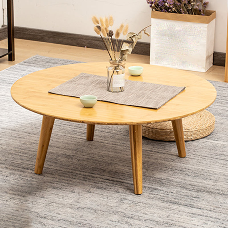 Round Wood Coffee Table Scandinavian 4 Legs Natural Cocktail Table 28"L x 28"W x 23"H Clearhalo 'Coffee & Accent Tables' 'Coffee Tables' 'coffee_tables' 'furn' 'furn_coffee_tables' 'Furniture' 'Living Room Furniture' 5114069