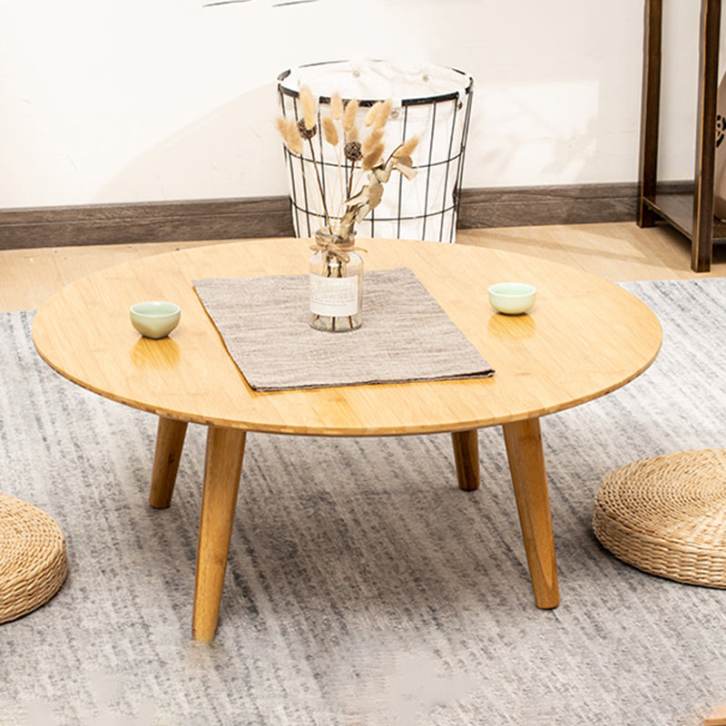 Round Wood Coffee Table Scandinavian 4 Legs Natural Cocktail Table 27.6"L x 27.6"W x 20“H Clearhalo 'Coffee & Accent Tables' 'Coffee Tables' 'coffee_tables' 'furn' 'furn_coffee_tables' 'Furniture' 'Living Room Furniture' 5114071