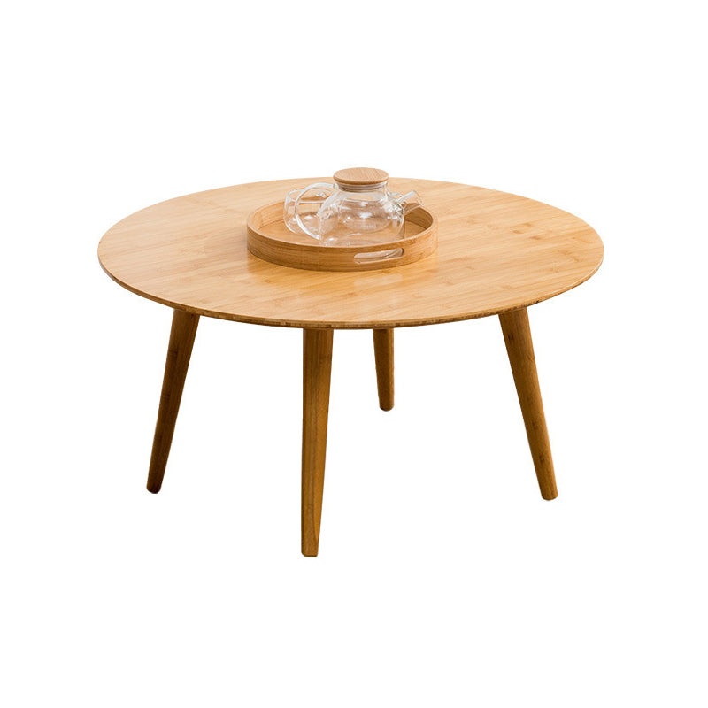 Round Wood Coffee Table Scandinavian 4 Legs Natural Cocktail Table 24"L x 24"W x 23"H Clearhalo 'Coffee & Accent Tables' 'Coffee Tables' 'coffee_tables' 'furn' 'furn_coffee_tables' 'Furniture' 'Living Room Furniture' 5114072