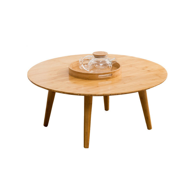 Round Wood Coffee Table Scandinavian 4 Legs Natural Cocktail Table 31.5"L x 31.5"W x 16"H Clearhalo 'Coffee & Accent Tables' 'Coffee Tables' 'coffee_tables' 'furn' 'furn_coffee_tables' 'Furniture' 'Living Room Furniture' 5114073