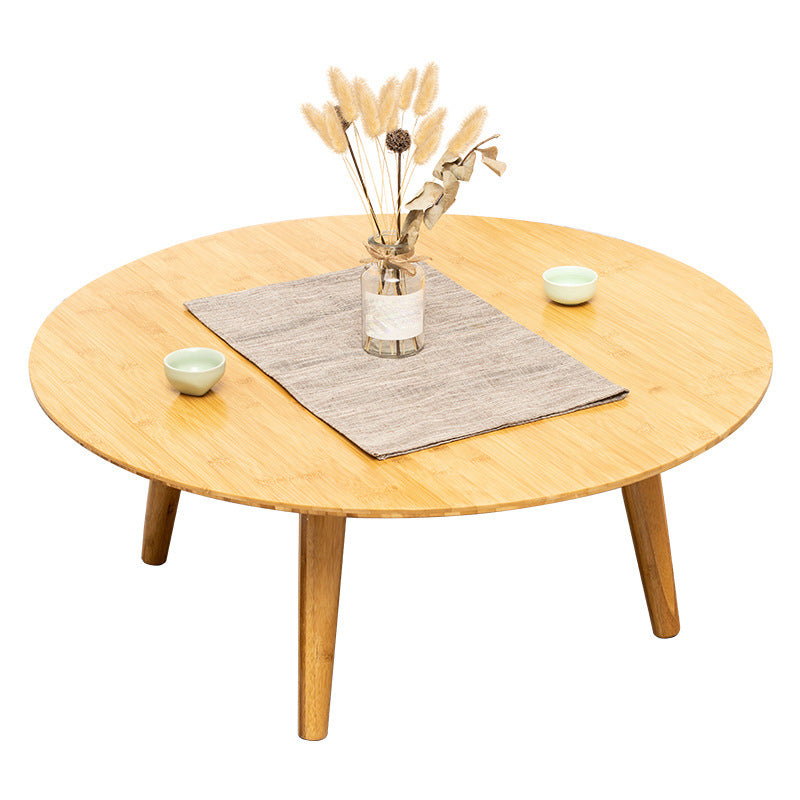 Round Wood Coffee Table Scandinavian 4 Legs Natural Cocktail Table Clearhalo 'Coffee & Accent Tables' 'Coffee Tables' 'coffee_tables' 'furn' 'furn_coffee_tables' 'Furniture' 'Living Room Furniture' 5114074