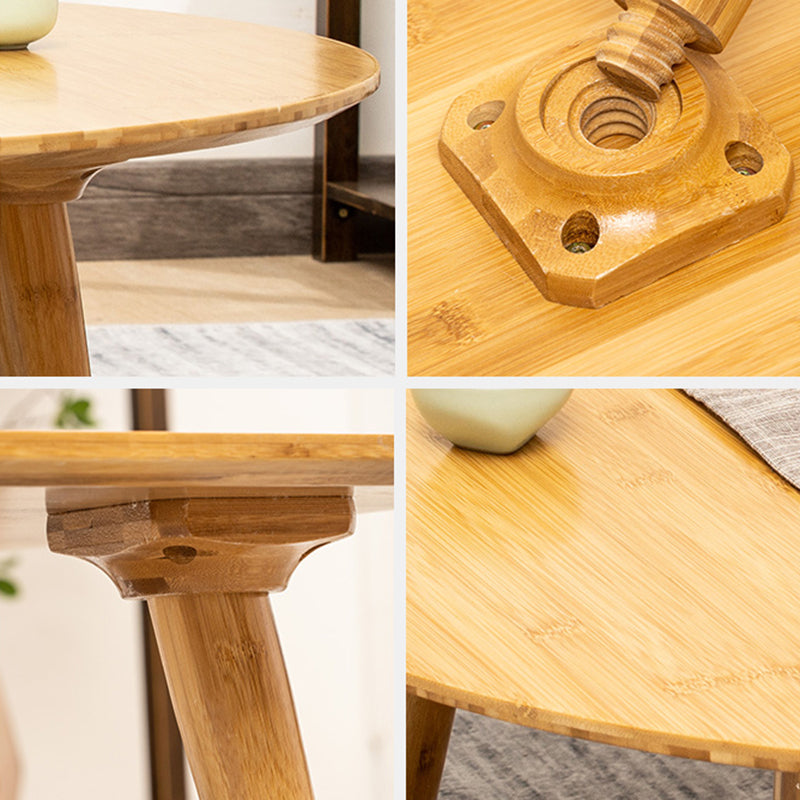 Round Wood Coffee Table Scandinavian 4 Legs Natural Cocktail Table Clearhalo 'Coffee & Accent Tables' 'Coffee Tables' 'coffee_tables' 'furn' 'furn_coffee_tables' 'Furniture' 'Living Room Furniture' 5114075
