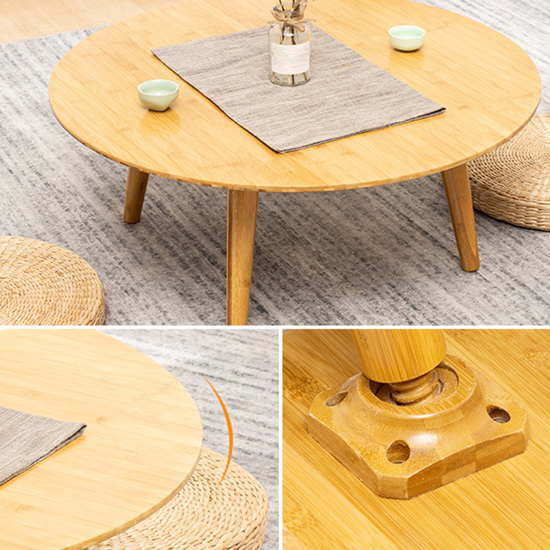 Round Wood Coffee Table Scandinavian 4 Legs Natural Cocktail Table Clearhalo 'Coffee & Accent Tables' 'Coffee Tables' 'coffee_tables' 'furn' 'furn_coffee_tables' 'Furniture' 'Living Room Furniture' 5114076