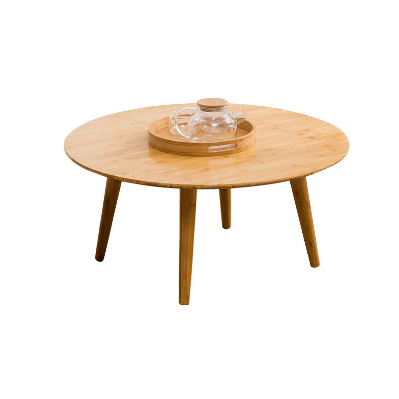 Round Wood Coffee Table Scandinavian 4 Legs Natural Cocktail Table Clearhalo 'Coffee & Accent Tables' 'Coffee Tables' 'coffee_tables' 'furn' 'furn_coffee_tables' 'Furniture' 'Living Room Furniture' 5114078