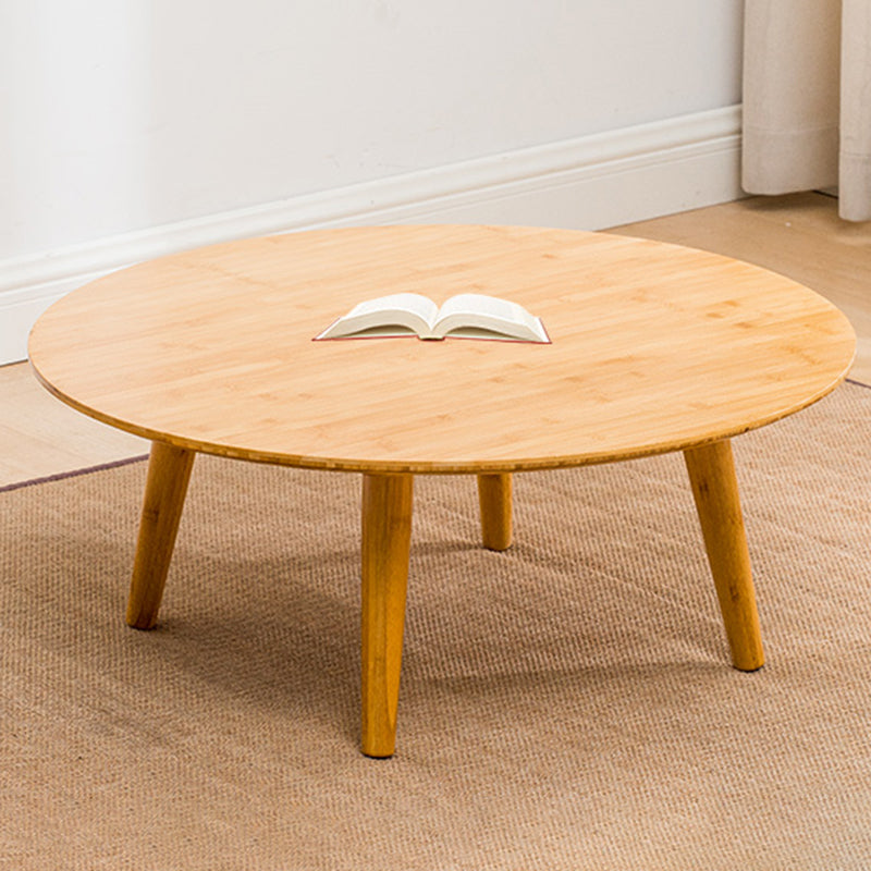 Round Wood Coffee Table Scandinavian 4 Legs Natural Cocktail Table 31.5"L x 31.5"W x 23"H Clearhalo 'Coffee & Accent Tables' 'Coffee Tables' 'coffee_tables' 'furn' 'furn_coffee_tables' 'Furniture' 'Living Room Furniture' 5114080
