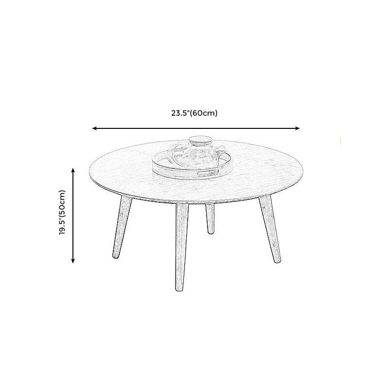 Round Wood Coffee Table Scandinavian 4 Legs Natural Cocktail Table Clearhalo 'Coffee & Accent Tables' 'Coffee Tables' 'coffee_tables' 'furn' 'furn_coffee_tables' 'Furniture' 'Living Room Furniture' 5114084