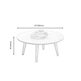 Round Wood Coffee Table Scandinavian 4 Legs Natural Cocktail Table