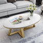 Modern Rectangular Slate 4 Legs Coffee Table White Champagne Cocktail Table