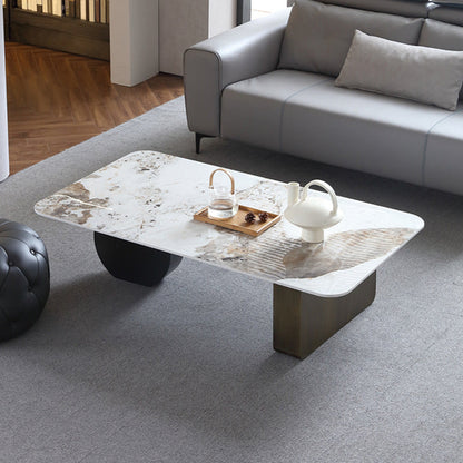 Mesa de centro rectangular de mármol blanco Mesa de cóctel redonda moderna