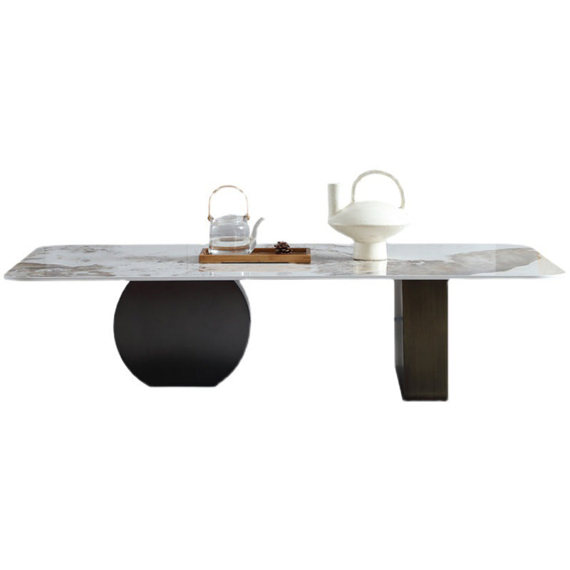Mesa de centro rectangular de mármol blanco Mesa de cóctel redonda moderna