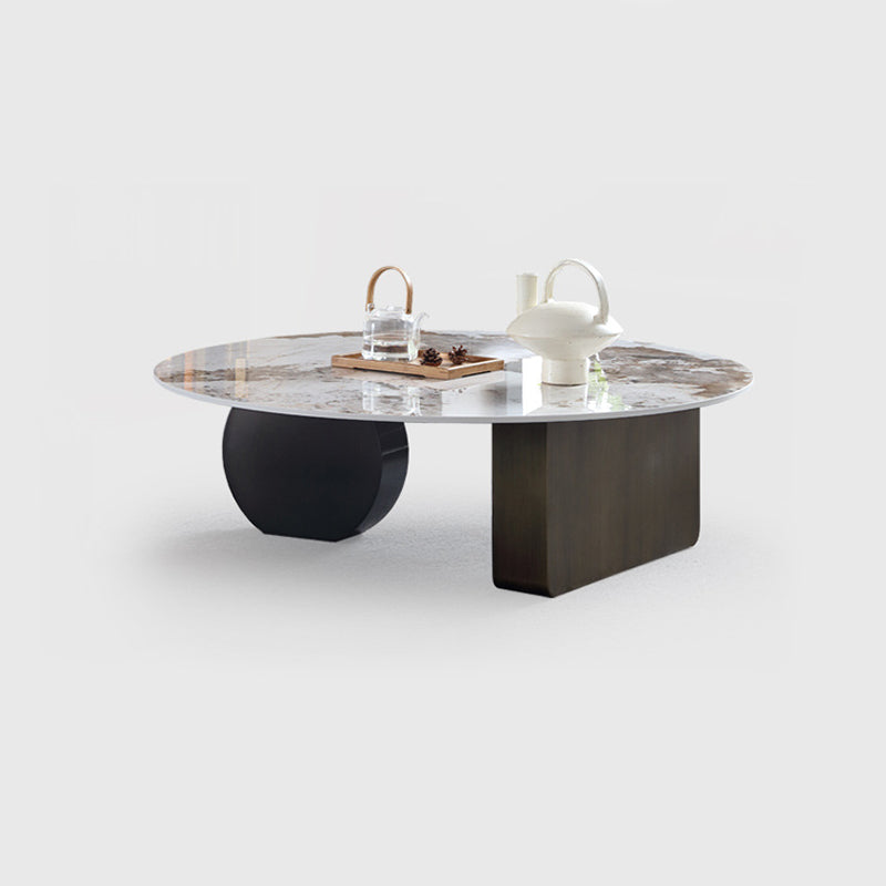 Mesa de centro rectangular de mármol blanco Mesa de cóctel redonda moderna