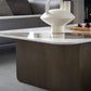 Mesa de centro rectangular de mármol blanco Mesa de cóctel redonda moderna