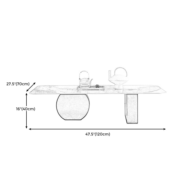Mesa de centro rectangular de mármol blanco Mesa de cóctel redonda moderna