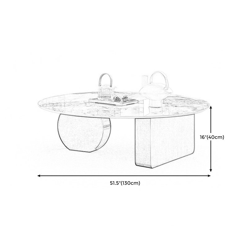 Mesa de centro rectangular de mármol blanco Mesa de cóctel redonda moderna