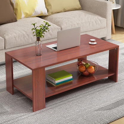 Modern Style Wood-paneled Rectangular Coffee Table with a 4 Legs Base
