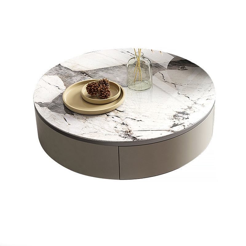 Hedendaagse witte salontafel met opberg metalen cocktailtafel