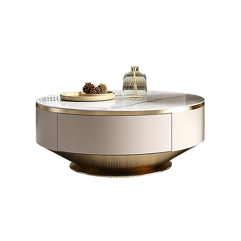 Table basse blanche contemporaine avec table de cocktail en métal de rangement